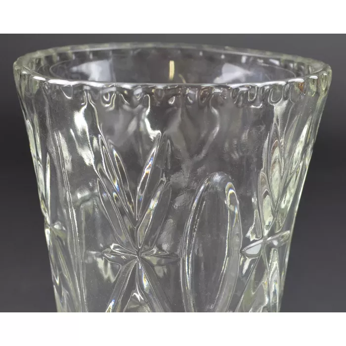 Clear Pressed Glass Flower Vase - 9.625" Tall