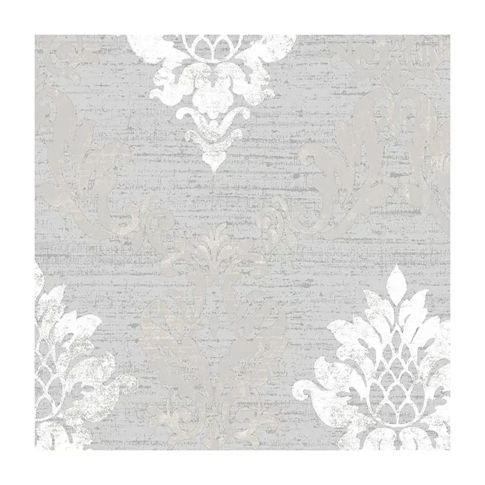 In-register Silk Damask Wallpaper Metallic Silver, Grey Norwall Wallcovering IM36426