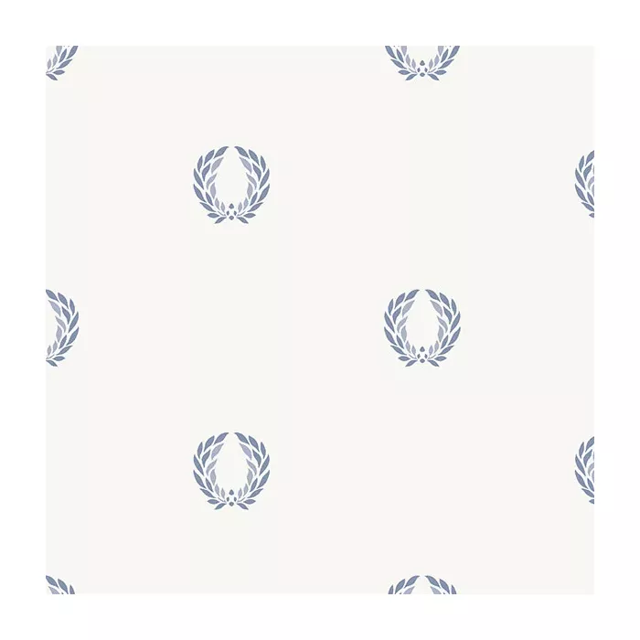 In Register Laurel Leaf Wallpaper White, Navy, blue Norwall Wallcovering IM36407
