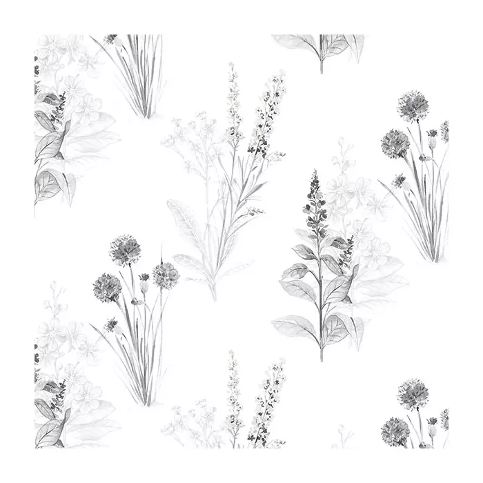 Flora Wallpaper Grey, Black Norwall Wallcovering AB42443
