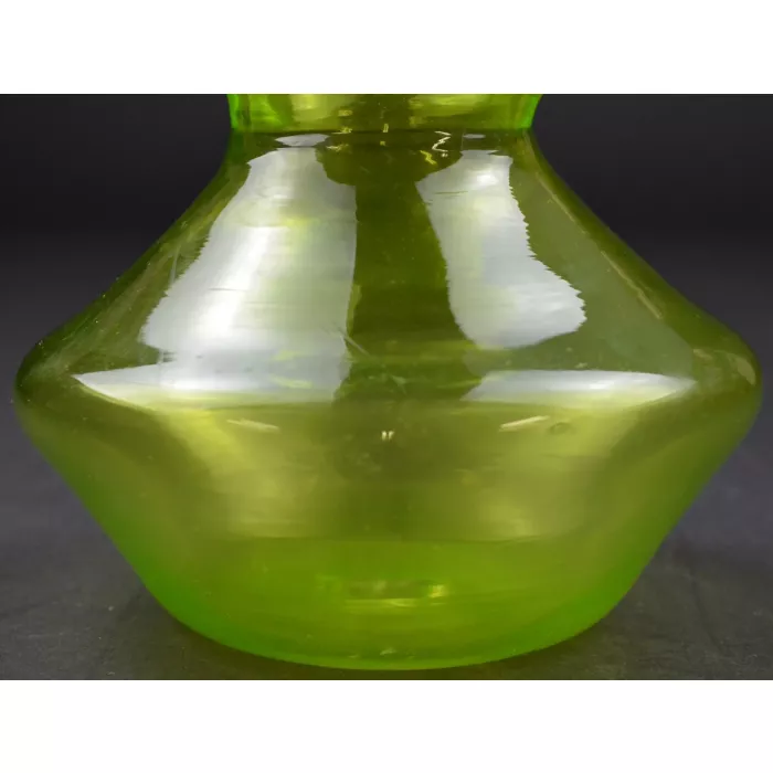 Vintage Hand Blown Glass Vaseline Color Flower Vase - 8" Tall