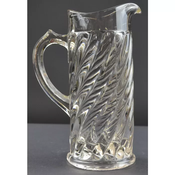 Vintage Clear Swirl Pattern Creamer Pitcher - 5.5" Tall
