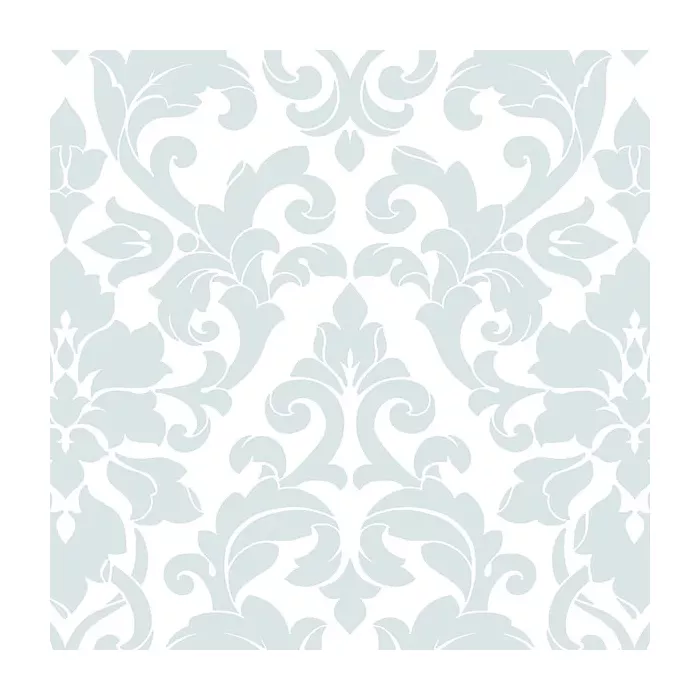 Velvet Damask Wallpaper Aqua, White Norwall Wallcovering DS29714
