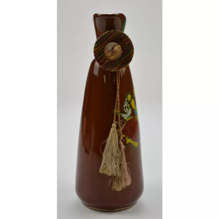 Mexican Design Art Pottery Pitcher With Sombrero Accent - 8.5" Tall