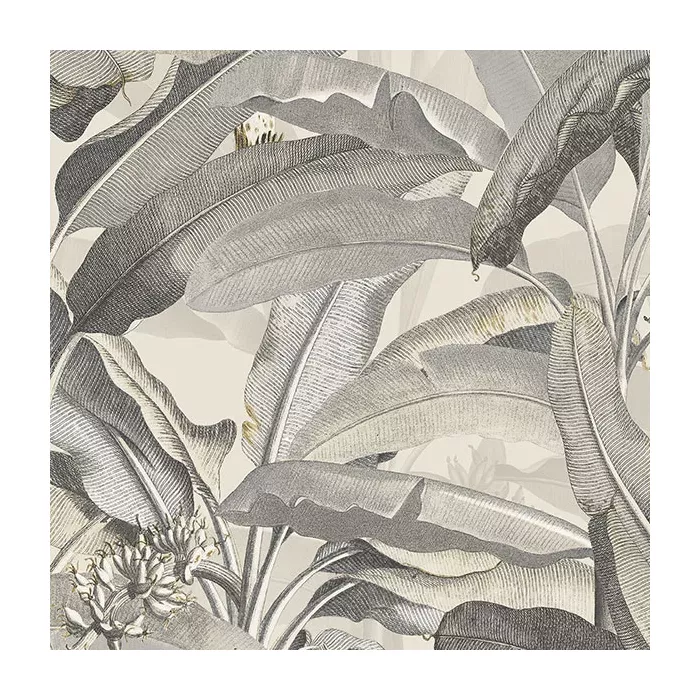 Polynesian Leaves Wallpaper Beige, Black Norwall Wallcovering MH36538