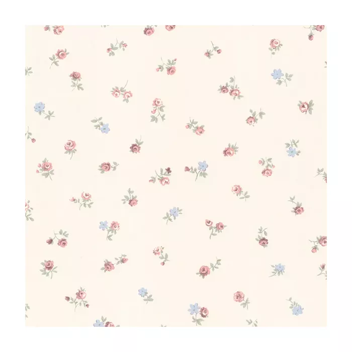 Shabby Rose Buds Wallpaper Cream, Pink, Blue, Green Norwall Wallcovering PR33812