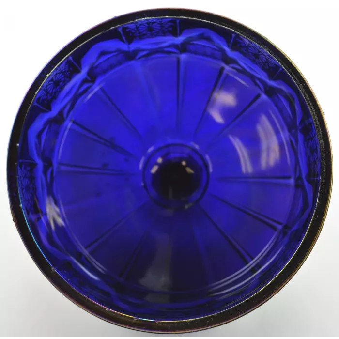 Westmoreland Glass Blue Carnival Glass Lidded Butter Dish
