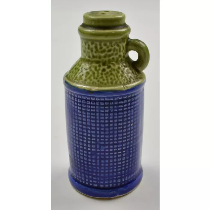 Vintage Blue & Green Ceramic Milk Can Salt & Pepper Shakers - 3.625" Tall