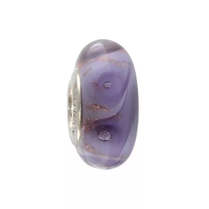Fenton Art Glass Artisan Crafted Bead - Violet Eyes - Sterling Silver Lined