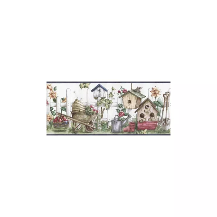 Birdhouse-and-Bee-Hives-Wallpaper-Border