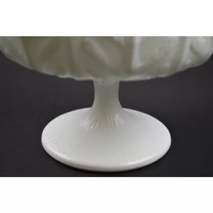 FTD - Milk Glass Leaf Pattern - Footed Compote Planter - 6.5" Round