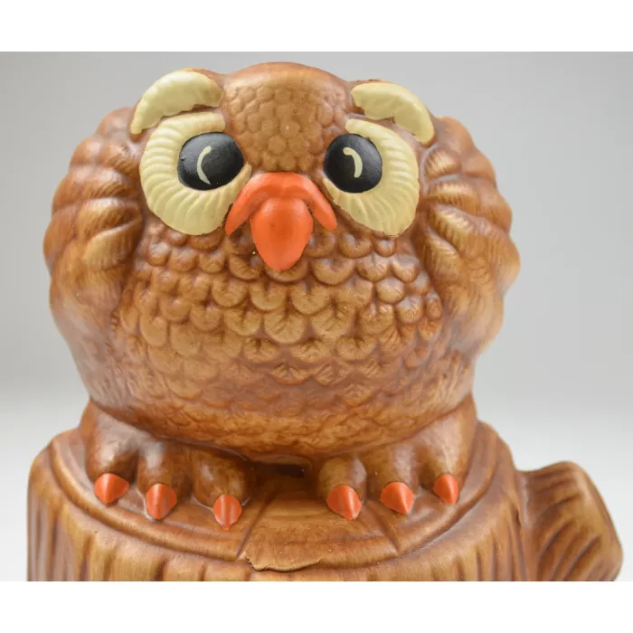 Brown Owl Perched On Tree Ceramic Planter - 7" Tall
