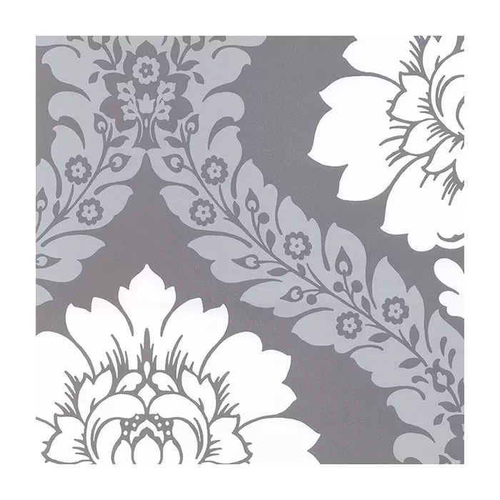 Daisy Damask Wallpaper Metallic Silver, Grey Norwall Wallcovering TU27124