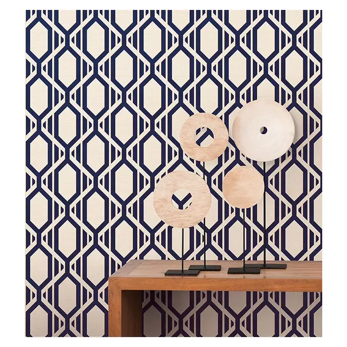 Gatsby Wallpaper Navy, Metallic Gold Norwall Wallcovering SH34547
