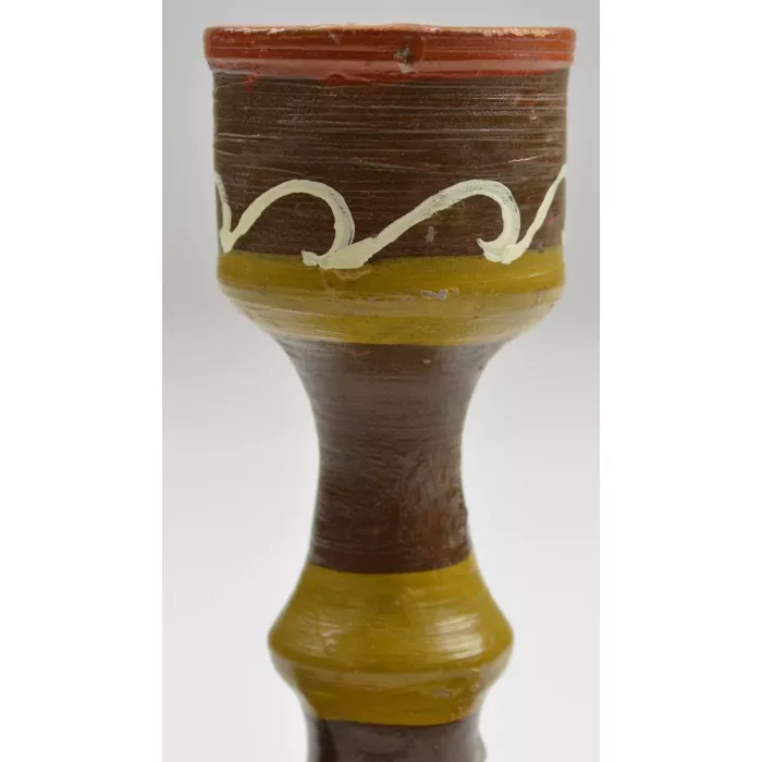 Vintage Handmade & Hand Painted Single Light Pottery Candlestick Holder