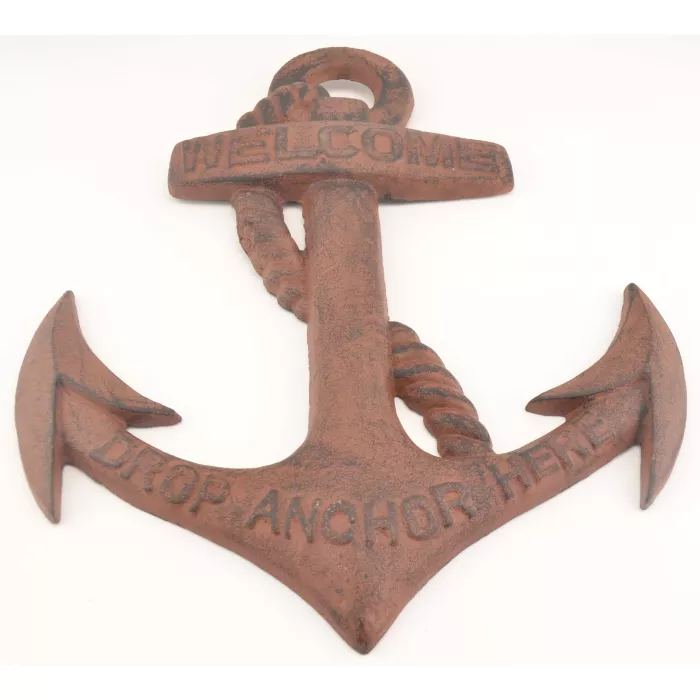 Cast Iron Boat Anchor Sign - Welcome Drop Anchor Here