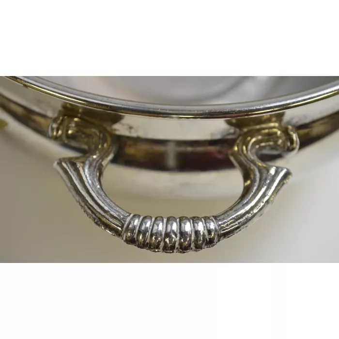Vintage Silver Plated 3 Piece Casserole Dish With Pyrex Glass Insert