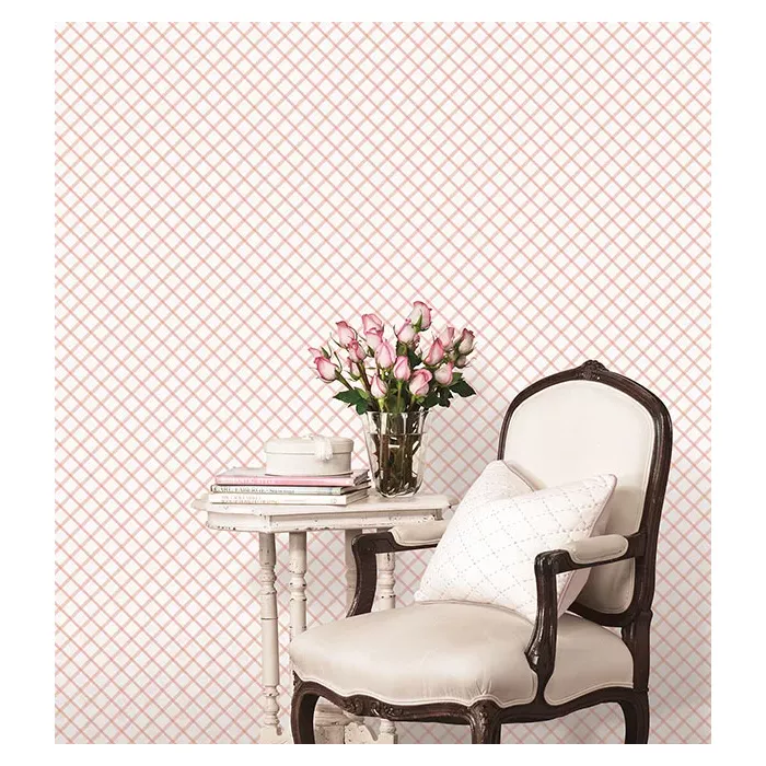 Pretty Plaid Wallpaper Pink, Beige Norwall Wallcovering PP35545