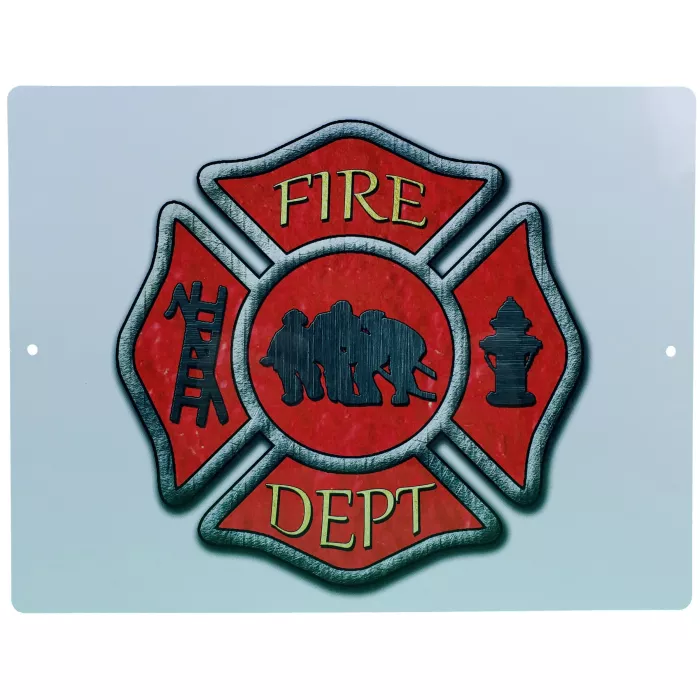 Aluminum Sign - Firemans Cross White Background - 12" x 9"