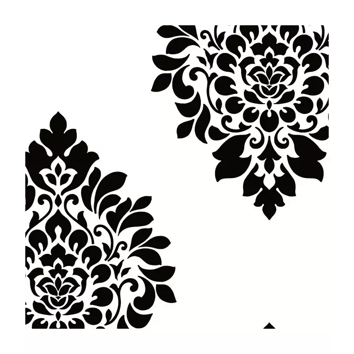 Medallion Damask Wallpaper Black, White Norwall Wallcovering BW28736