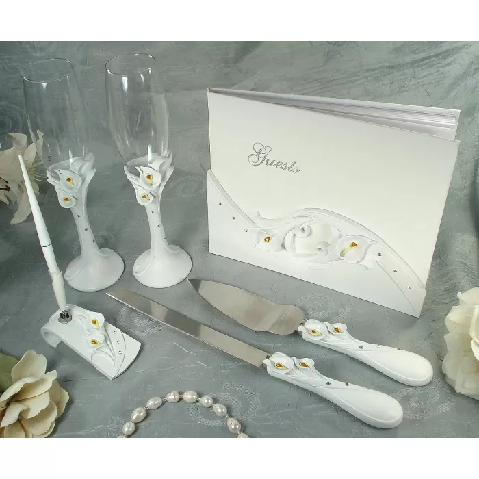 D'Lusso Designs - Calla Lilly Pattern - Bridal Accessory Set