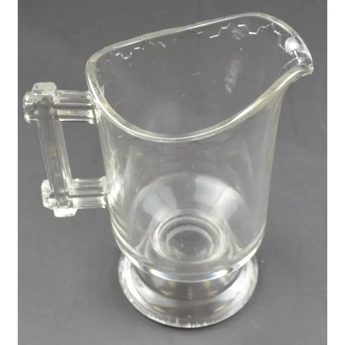 Clear Glass Creamer Pitcher - Drip Pattern & Wood Style Handle - 5.625" Tall