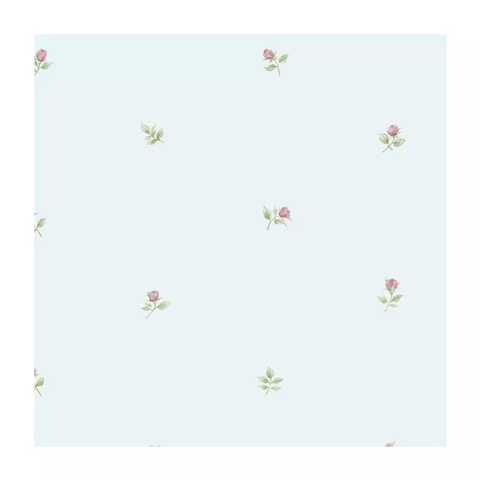 Rose Buds Wallpaper Blue, Pink, Green Norwall Wallcovering RG35718