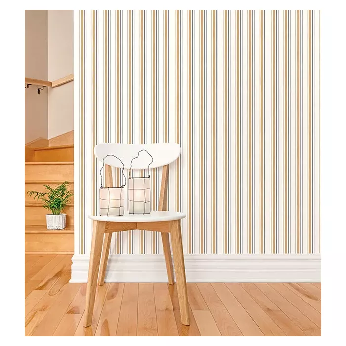 Stripe Wallpaper Black, Beige Norwall Wallcovering SH34505