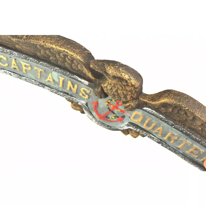 Cast Iron Indoor / Outdoor Plaque - Captain's Quarters - Painted