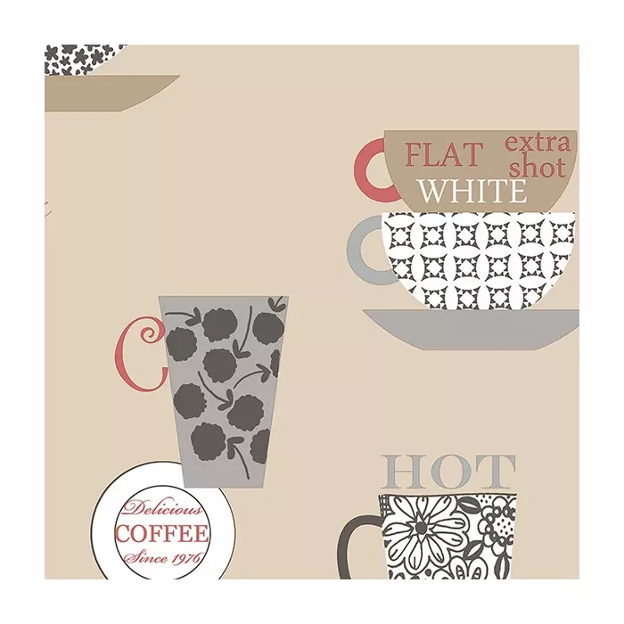Coffee Time Wallpaper Cream, Black, Red Norwall Wallcovering FK34428