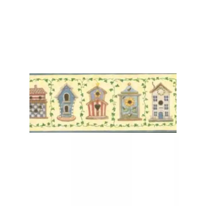 Yellow-American-Birdhouse-Wallpaper-Border