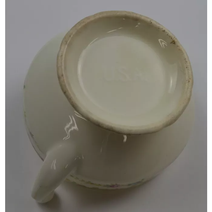 Vintage Handled Sugar Bowl & Lid - Floral Design With Gold Accents - 4.25" Tall