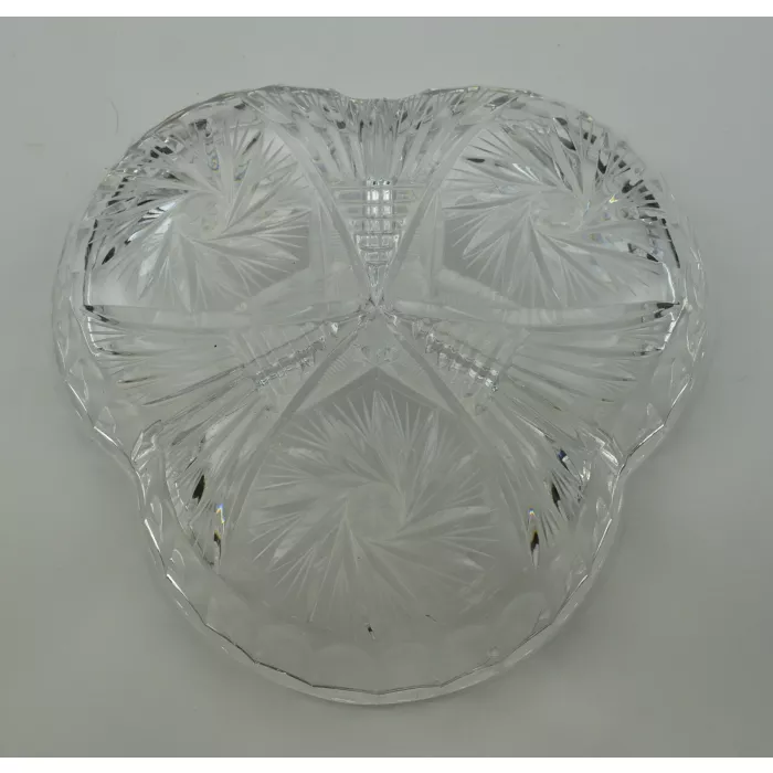 Crystal 3 Part Divided Relish Dish - Pinwheel Pattern