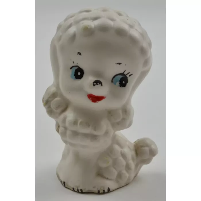 Vintage White Ceramic Poodle Salt & Pepper Shakers - 3.25" Tall