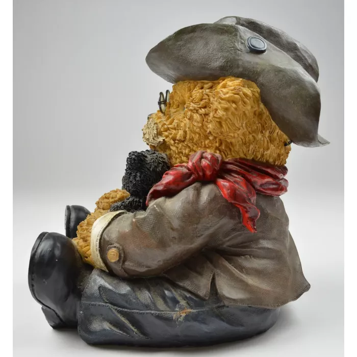 Large Teddy Roosevelt Style Bear Resin Figurine - Dressed In Black