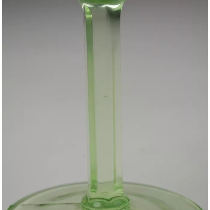 Vintage Green Depression Glass Compote - 6" Tall