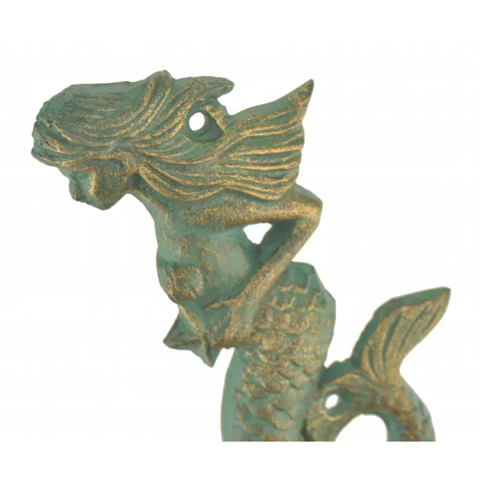 Metal Wall Hanging Key Hook Rack - Mermaid - 6" Tall