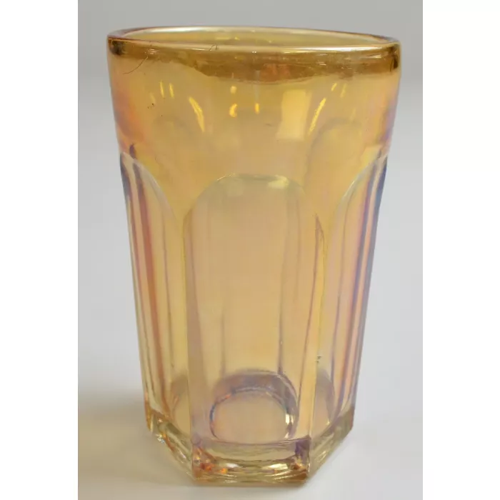 Vintage Glass Tumbler - Peach Lustre Arch Pattern - 4.875" Tall