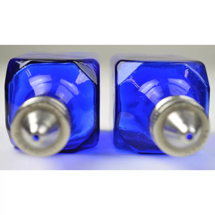 Glass Cobalt Blue Oil & Vinegar Set - 6" Tall