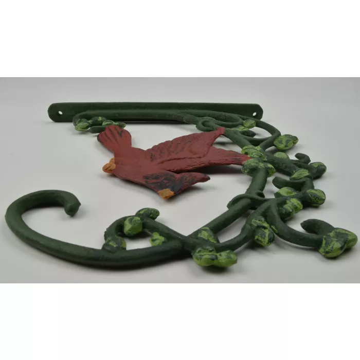 Cast Iron Plant Hanger Hook - Cardinal In Flight - 10" Tall