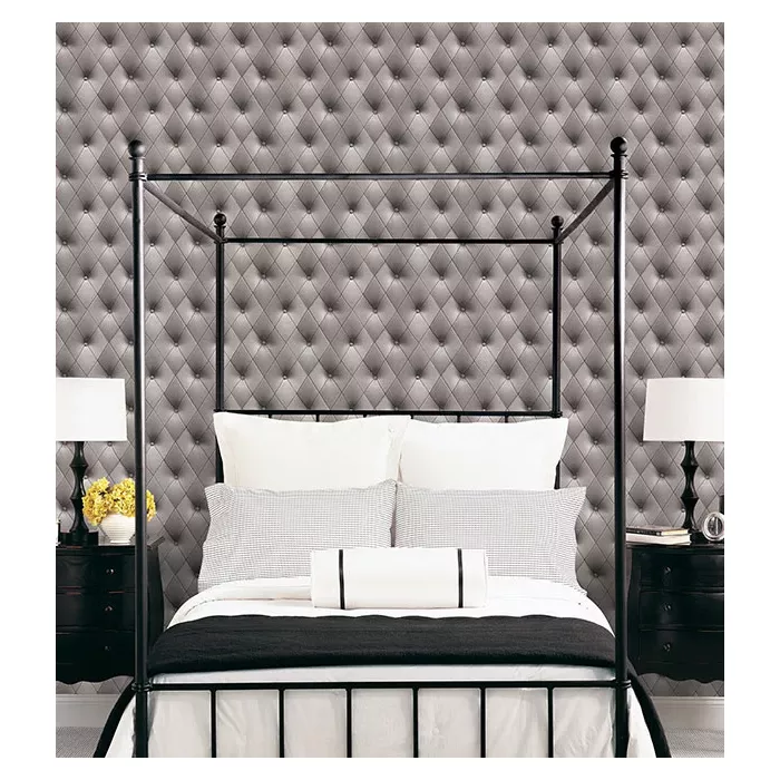 Buttonback Wallpaper Grey, Black Norwall Wallcovering LL29571