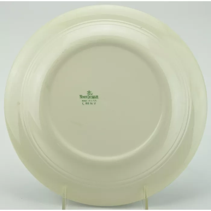 Homer Laughlin Floral Pattern Luncheon Plate - L 55 N 8 - Green Trim Pink Flower