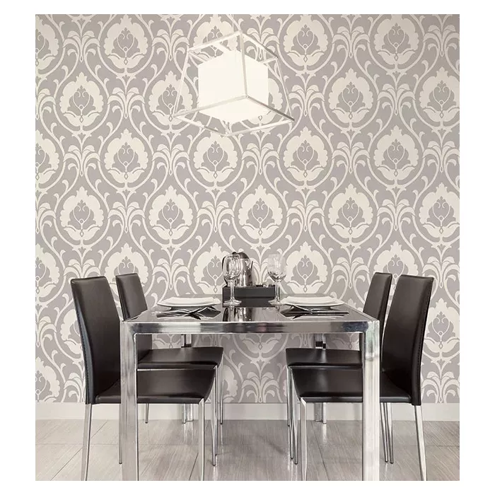Italian Damask Wallpaper Grey Norwall Wallcovering SH34514