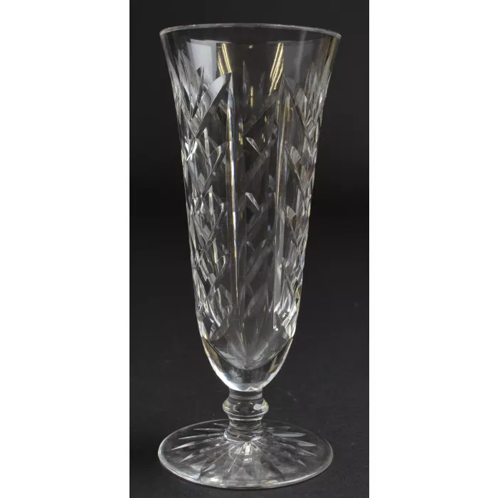 Clear Crystal Champagne Glass - Fluted Etched Pattern - 7" Tall