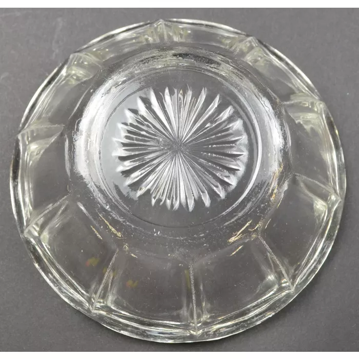 Clear Glass Panel Pattern Scalloped Dessert / Fruit Bowl - 4.375" Wide