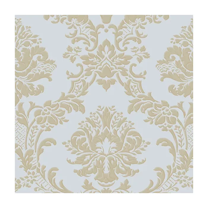 In Register Classic Damask Wallpaper Blue, Metallic Gold Norwall Wallcovering IM36405