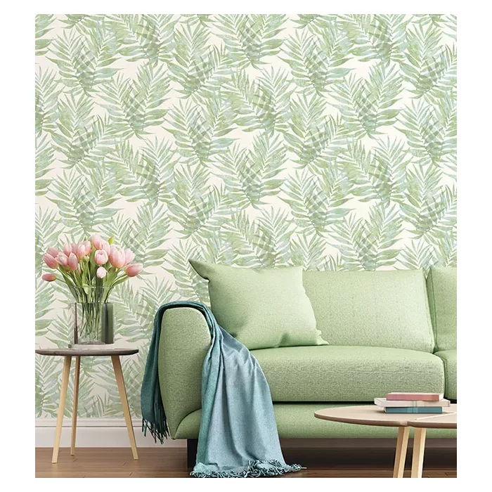 Speckled Palm Wallpaper Blue, Green, Turquoise, Spearmint Norwall Wallcovering G67943