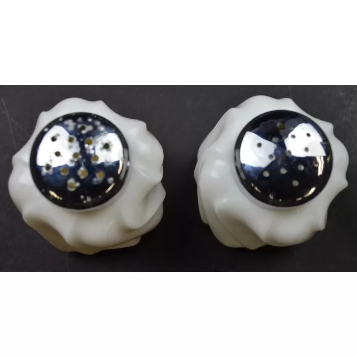 Milk Glass Salt & Pepper Shakers - Swirl Design & Metal Tops - 2.5" Tall