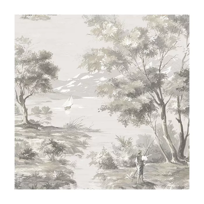 La Campagne Wallpaper Black, Taupe Norwall Wallcovering MH36516