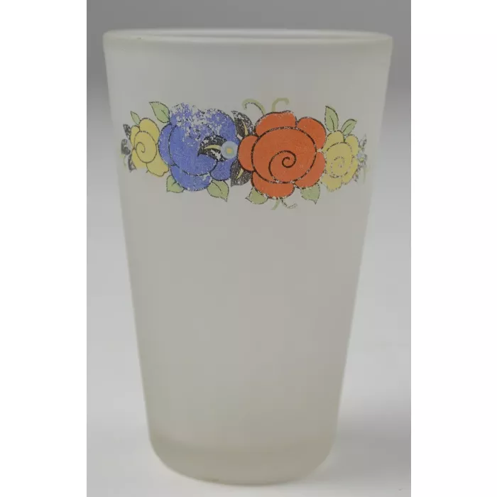 Small Frosted Floral Pattern Glasses - Set Of Five - 3" Tall